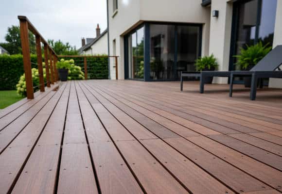 terrasse bois ipeÌ  Saclay avec crea-paysages